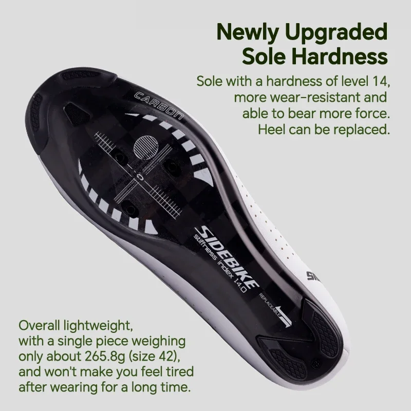 Sidebike Ultralight Men's 14 Level Hardness Carbon Fiber Road Bike Professional Self-locking Cleats Cycling Shoes