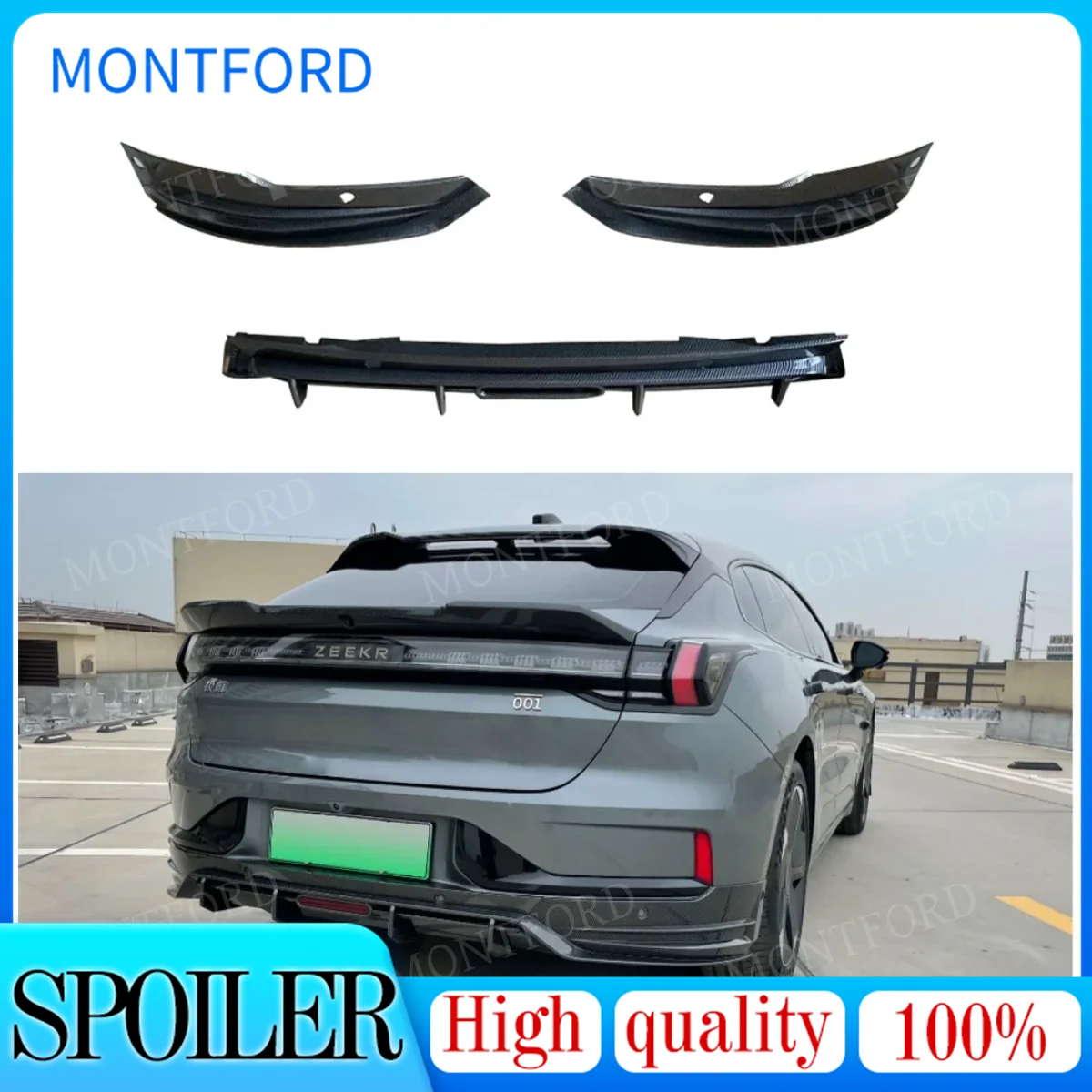 

Black Trunk Tail Rear Wing Spoiler For ZEEKR 001 2021-2023 EV MC Sport Fixed Wing Zeekr Car Accessories No Punching