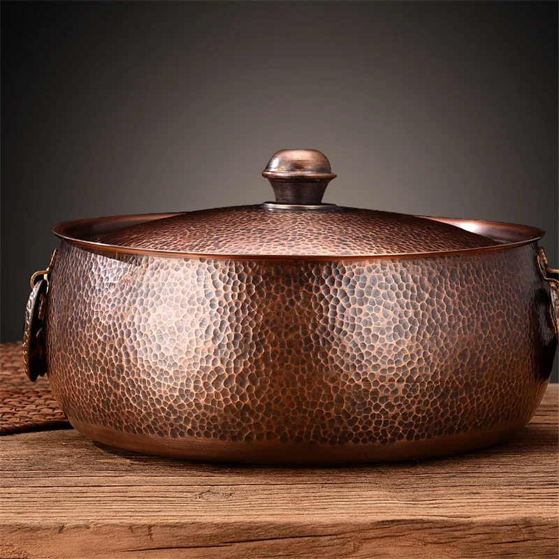 Double flavor copper hot pot Induction cooker pure copper pot Household