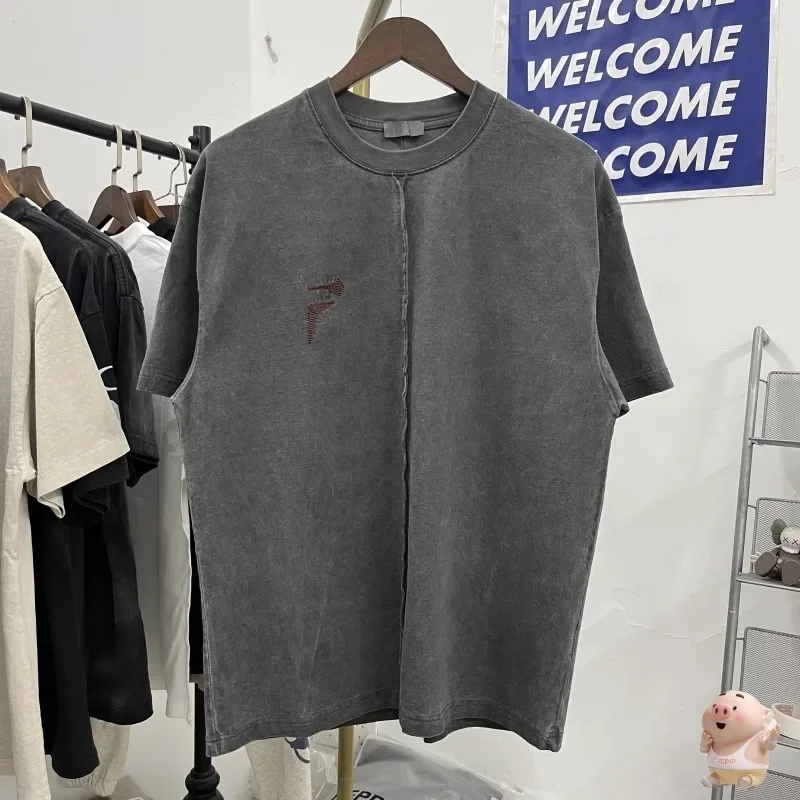 

Новая тяжелая тканевая сращенная винтажная черная футболка, Классическая Клубная футболка с вышивкой логотипом Thug для мужчин и женщин, футболки большого размера