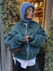 Women Zipper Leather Bomber Jackets Coats Oversized Contrast Stitch Lapel Long Sleeve Jacket Motorcycle 2024 Autumn Outwear Tops 5