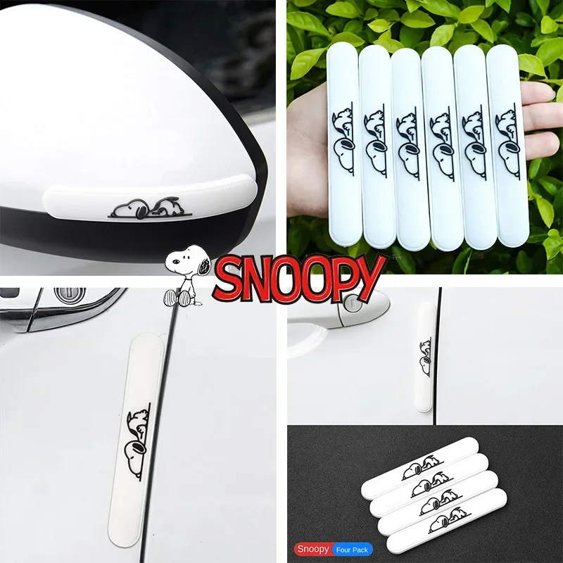 Snoopy-pegatinas antiarañazos universales para Borde de puerta de coche, cubierta anticolisión, Protector de puerta, tira de protección creativa de animales