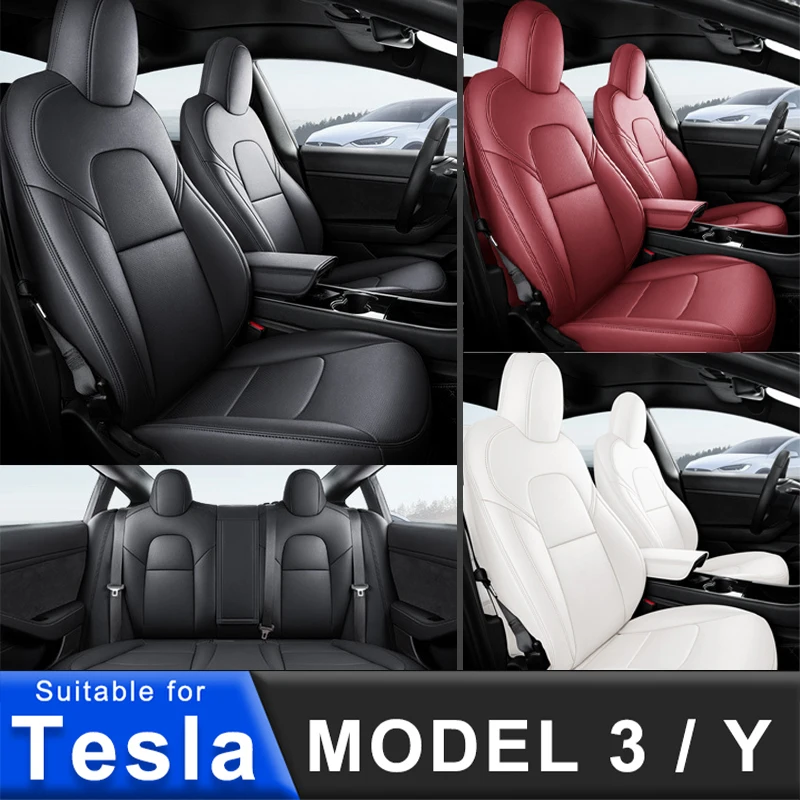 For Tesla Leather Seat Cover Breathable Anti Dirty Seat Cover Model 3
