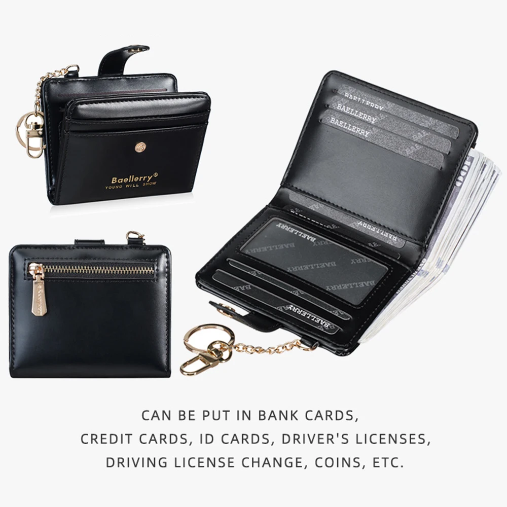 Multifunctional Zipper Coin Purse, Can Hold Coins, Banknotes, Credit Cards, with Chain, Id Storage Bag, Compact Travel Essential