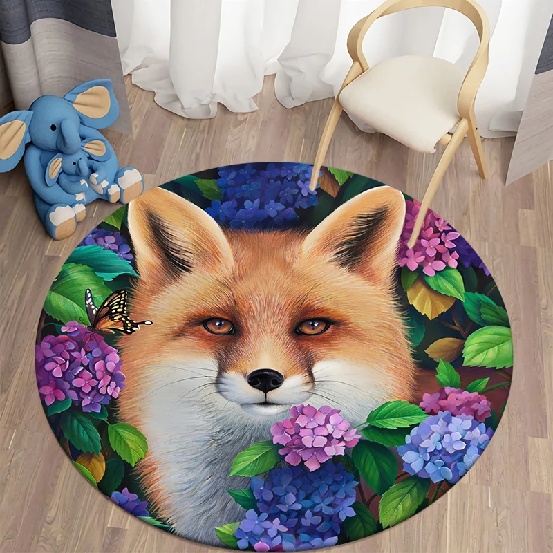 

LOUSIDREAM round carpet animal printing rug pet mat Picnic yoga carpet washroom floor mat cute rug children's room floor mat