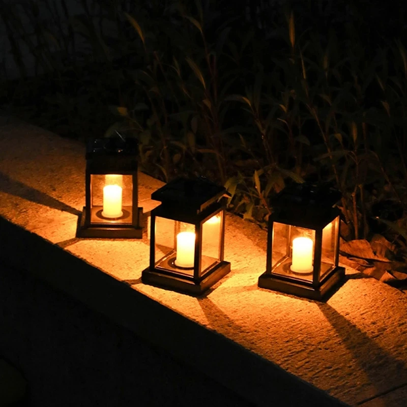 Solar Landscape Small Palace Lamp Outdoor Waterproof Garden Lamp Lawn Camping Flameless LED Atmosphere Candle Chandelier 4pcs atmosphere lawn steps led solar wall light abs led solar power garden lights for balcony courtyards outdoor solar lamp