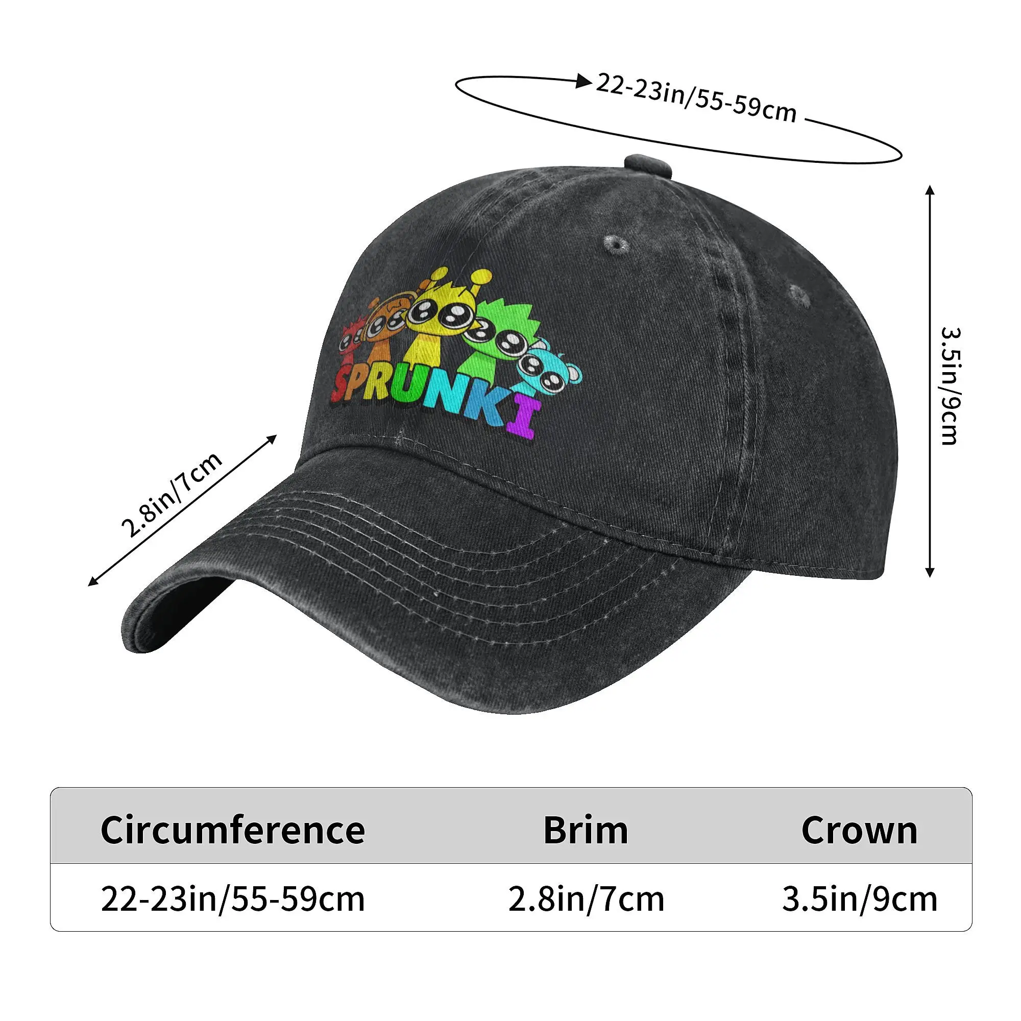 Retro Sprunki Cute Characters Baseball Cap for Men Women Distressed Denim Sun Cap Outdoor Activities Adjustable Fit Caps Hat
