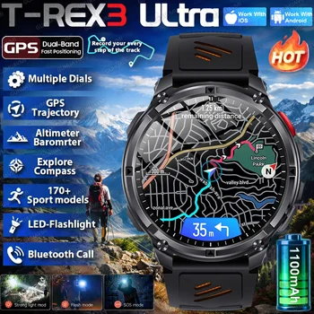 2026 New T-Rex3 Ultra 1100mAh Battery Smart Watch GPS path 5ATM Waterproof Sport Run Hiking Outdoors Compass Military Smartwatch