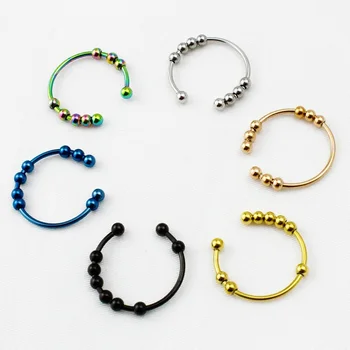 Perline fai da te in acciaio inossidabile Spinner Fidget Ring Anelli Moda Ruota liberamente Anello antistress per l'ansia per le donne Misura regolabile