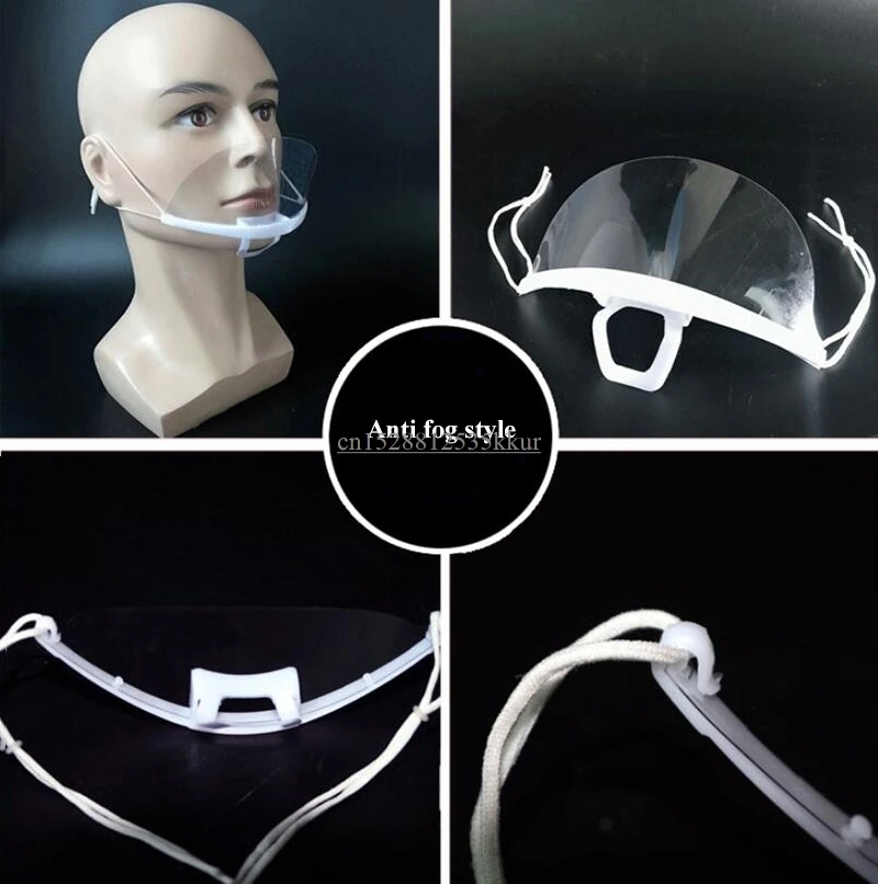 Plastic Reusable Hygiene Sanitary Mask Comfortable Anti Fog Duskproof Antibacterial Smile Transparent Portable Face Mask 6