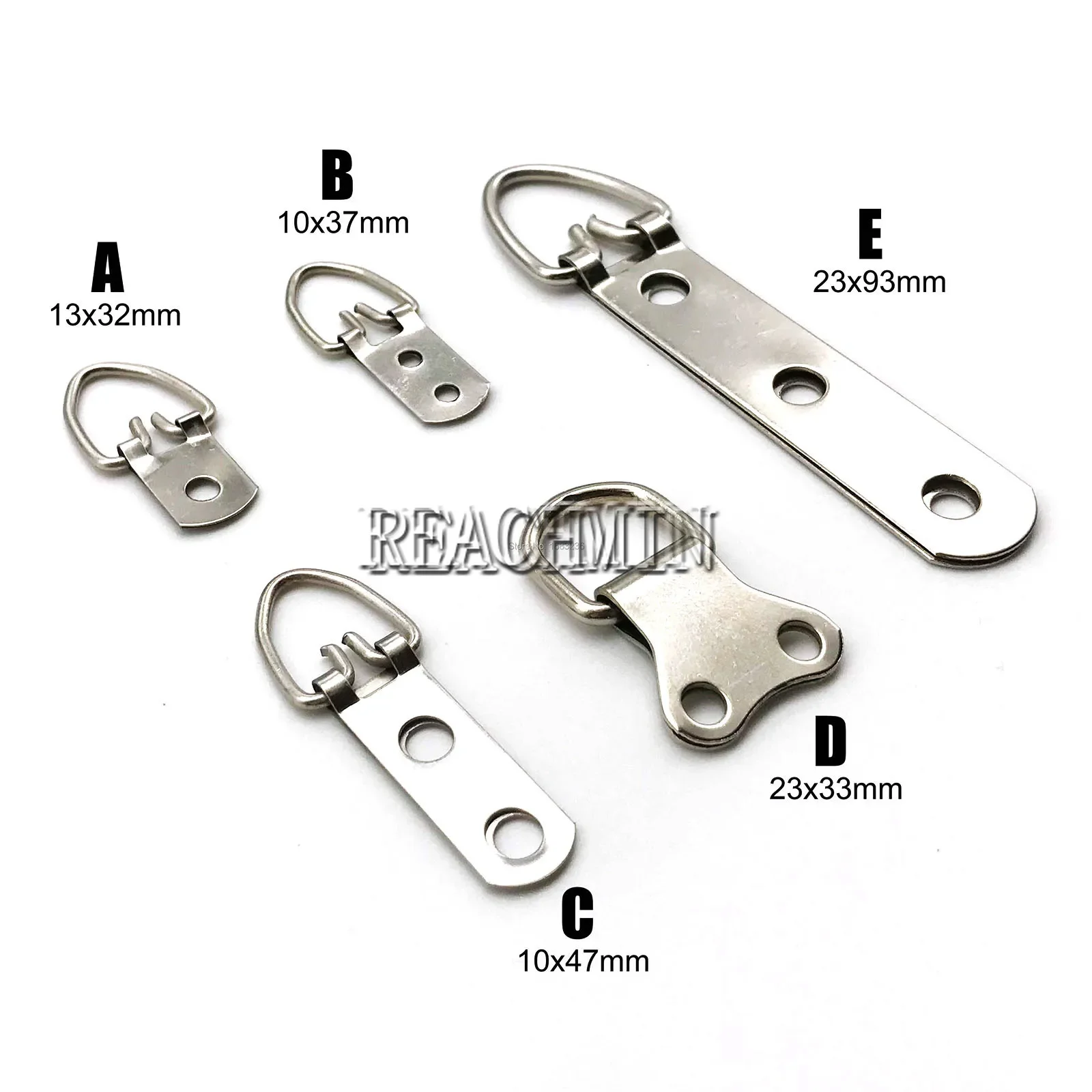 50pcs Silver Triangle D Ring Photo Frame Hanger Hook Hanging Oil Painting Mirror Small Large Heavy Duty with Screws