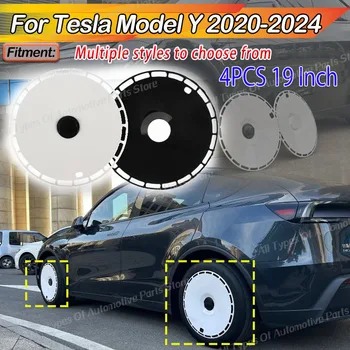 19Inch for Tesla Model Y 2020 2021 2022 2023 2024 4PCS Car Wheel Cap Hight Performance Replacement Hub Cap Body Kits Tuning Trim 1