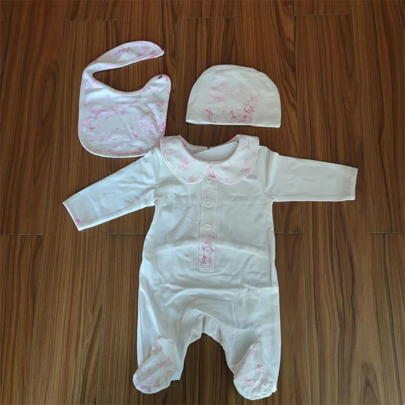 high end children clothes new born baby jumpsuit pure cotton playsuit footed girl overall wear 0-18M