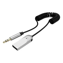 Premium Bluetooth Audio Receiver - Wireless Stereo Dongle with USB to 3.5mm AUX Connectivity for Handsfree Car Kits and Speakers (Black)