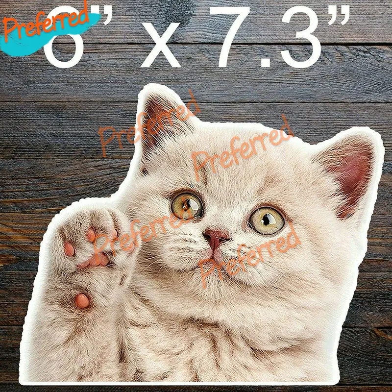 

Cute Cat Waving Cat Peeking Car Sticker Beautiful Decal Car Window Bumper Motorcycle Helmet Trunk Laptop Vinyl Boat Decal