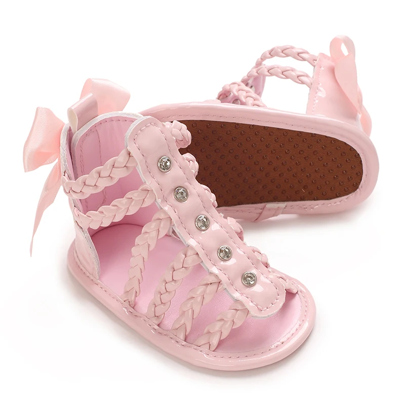 Pink Soft Sole Princess Shoes for Baby Girls - Ideal for Formal Events and Parties