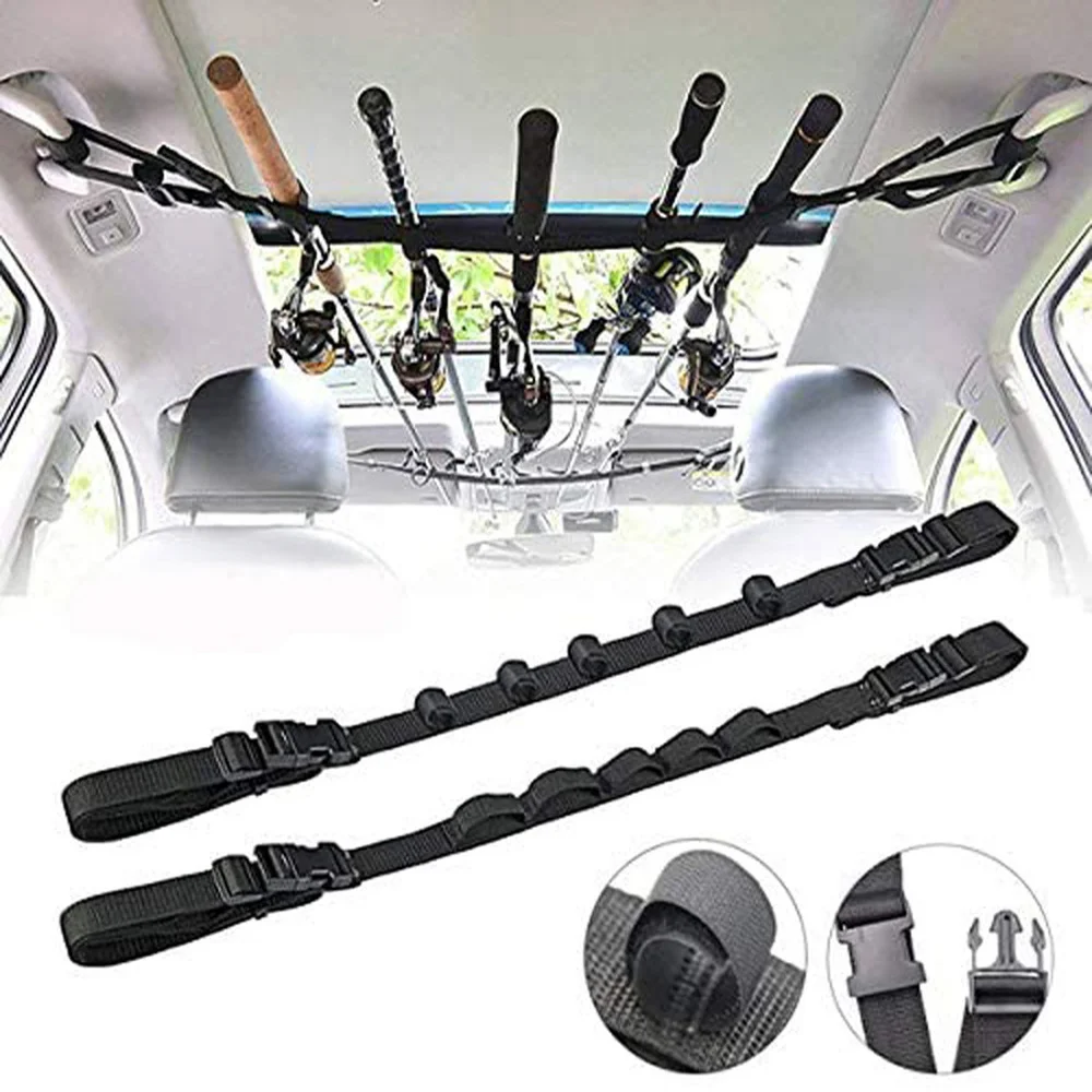 A  pair Vehicle Rod Carrier Rod Holder Belt Strap With Tie Suspenders Wrap Fishing Tackle Boxes Tools Box Accessories