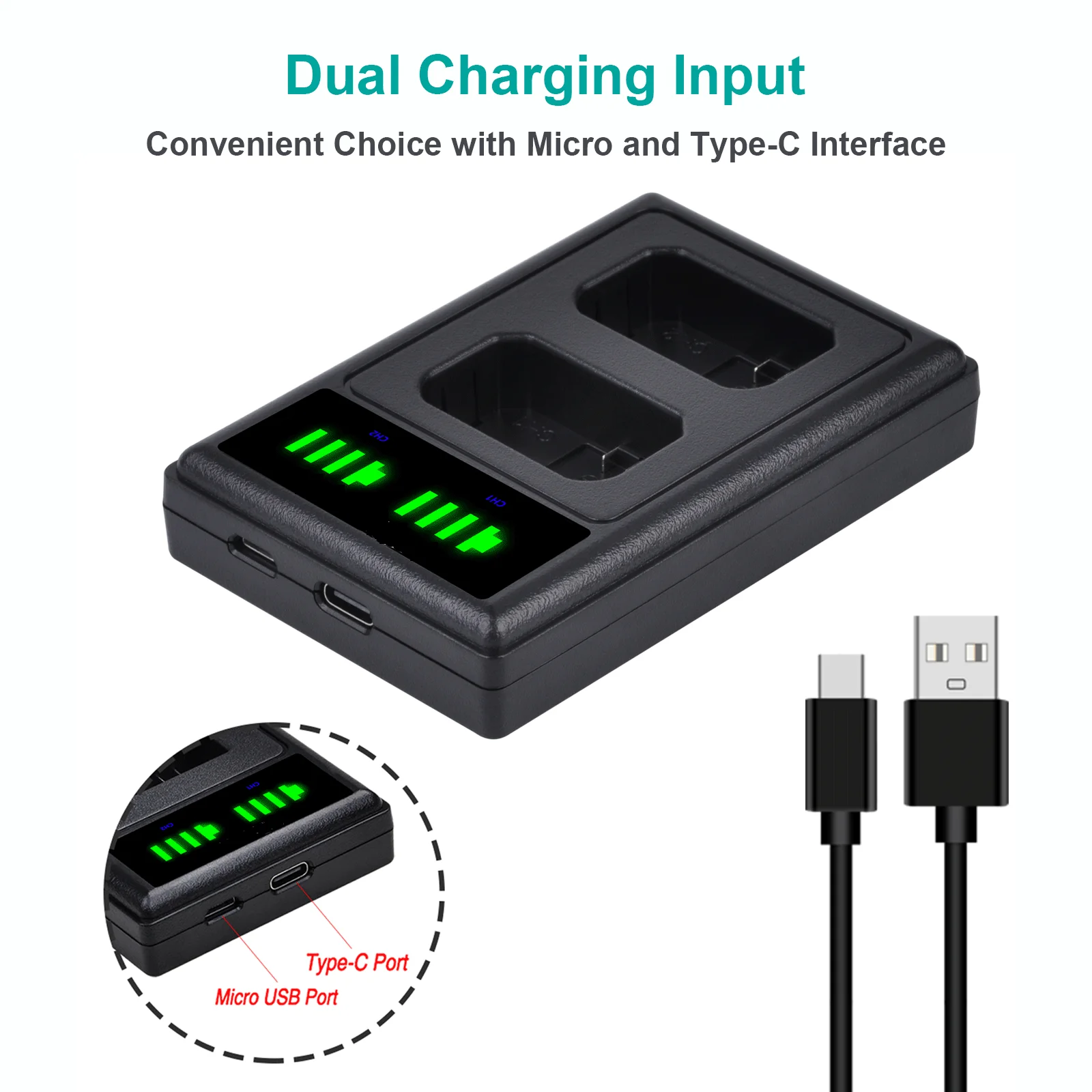 Caricabatteria Doppio USB-C PATONA Per Batterie Sony NP-FW50 - Compatibile Con Fotocamere Alpha E NEX - Foto 4
