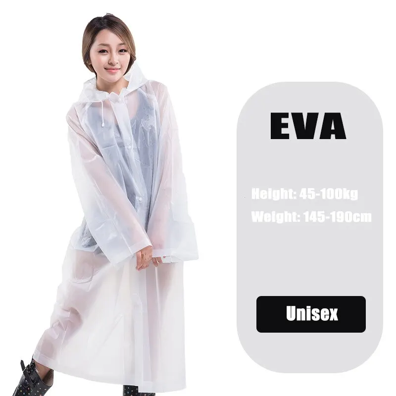 1PC Fashion Raincoat Jacket Men And Women Thickened Adult Portable Waterproof Outdoor Travel One Piece Non Disposable Eva Poncho waterproof raincoat