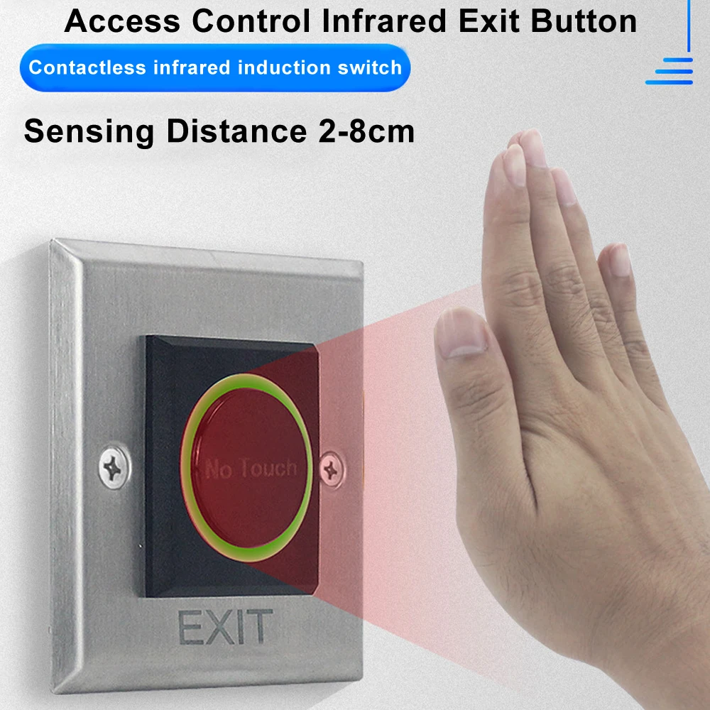 

Infrared InductioDoor Exit Push Button Release Switch Opener NO COM NC LED light For Door Access Control System Entry Open