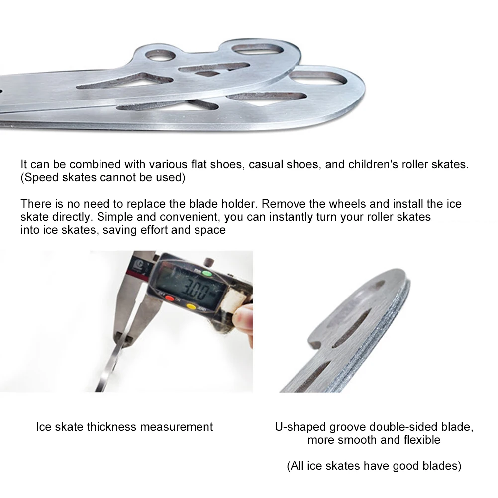 253/290 MM Skating Replacement Blades 1 Pair Ice Skating Blade Stainless Steel Inline Figure Skate Blade for Skate Shoes