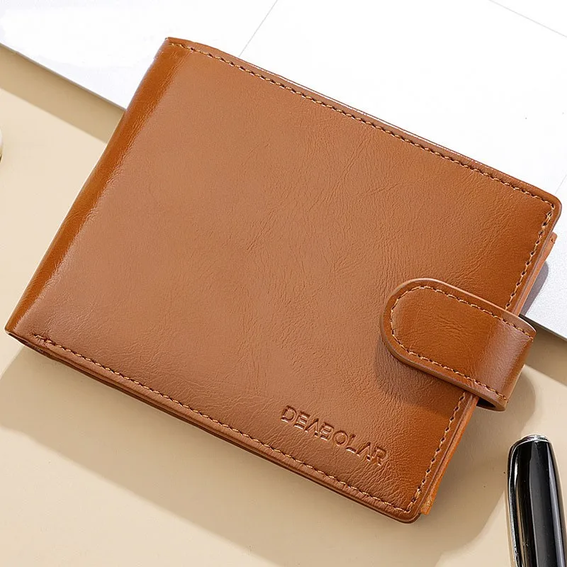 Men's Wallet Rfid Vintage Oil Wax Leather Threefold Wallets for Men Credit Card Holder Purse Money Bag Wallet Man - 5