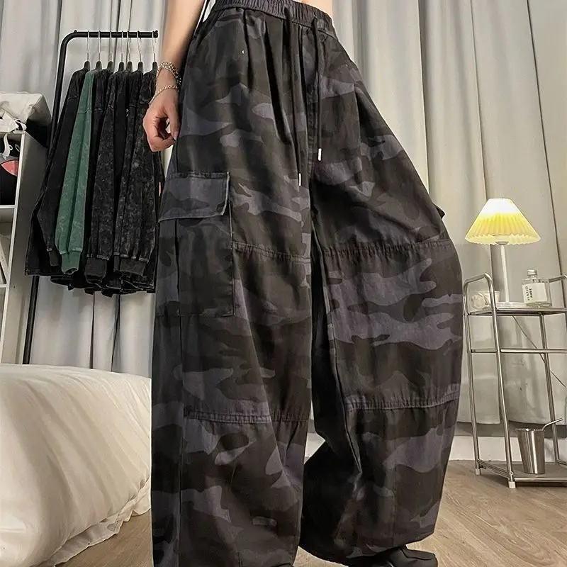 Deeptown Harajuku Fashion Camouflage Cargo Pants Women Hip Hop Streetwear Oversized Fall Trousers Vintage Y2k Girl Casual  Retro