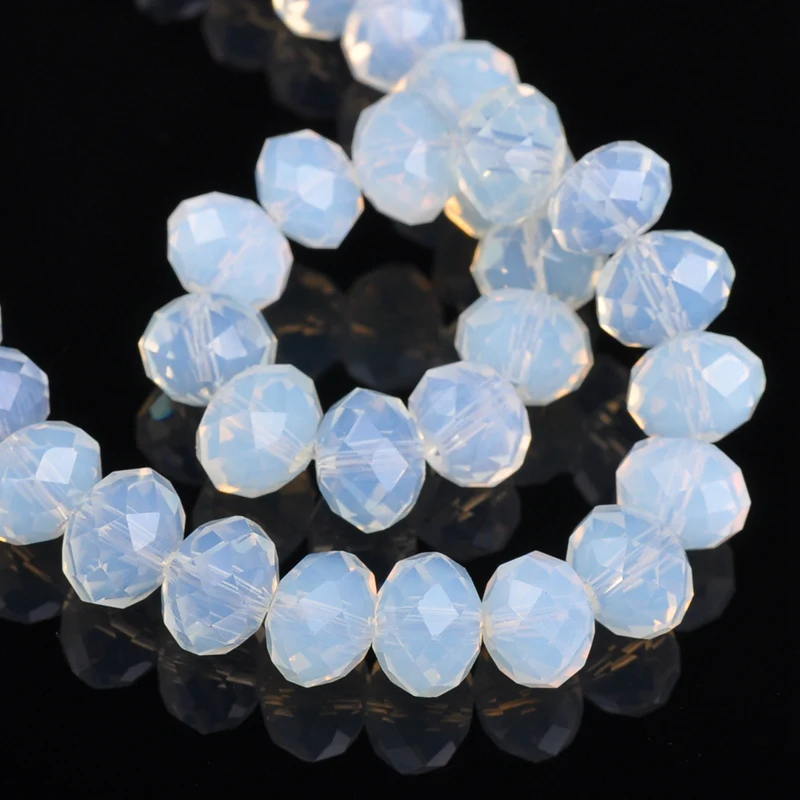 Rondelle Faceted Czech Crystal Glass Opal Color 3mm 4mm 6mm 8mm 10mm 12mm 14mm 16mm Loose Spacer Beads for Jewelry Making DIY