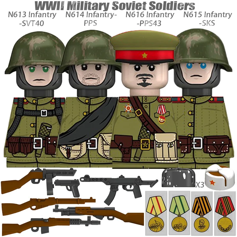WW2 Winter Soldiers Building Block Set - Military Figures & Weapons Collection