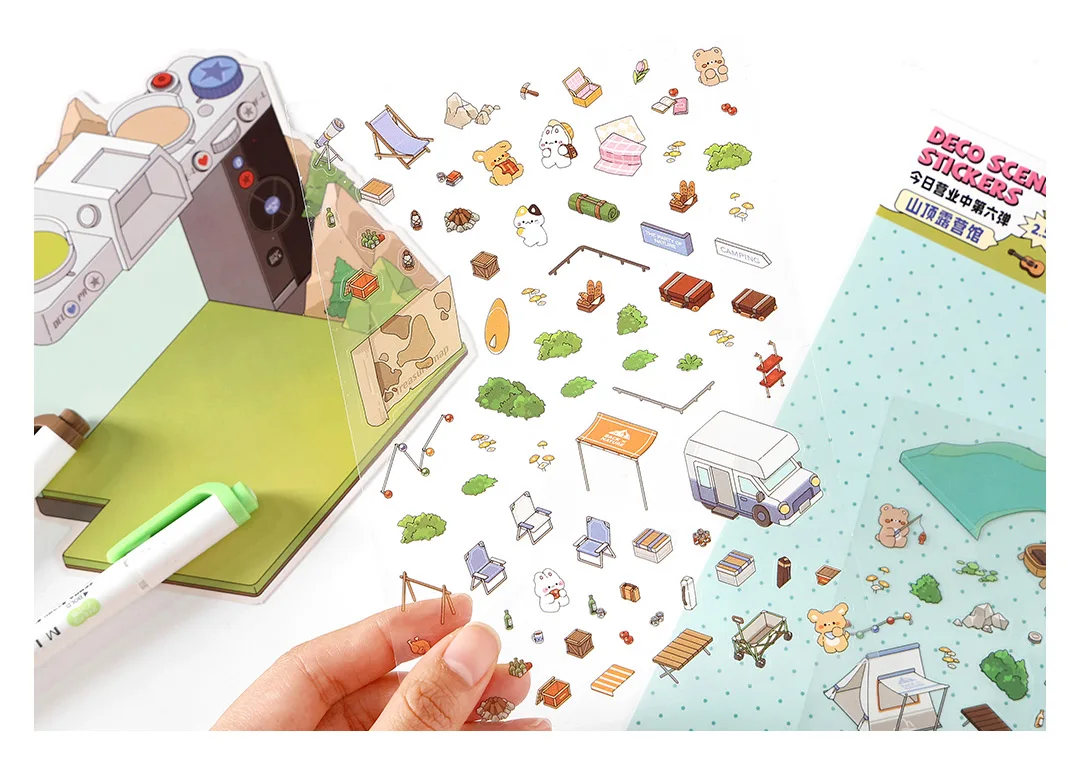 Kawaii 3D Campinghaus DIY Landschaft Aufkleber Tasche Hütte Szene Stapeln Einfügen Festival Geburtstagsgeschenk für Kind Kind ﻿ – Detail 13