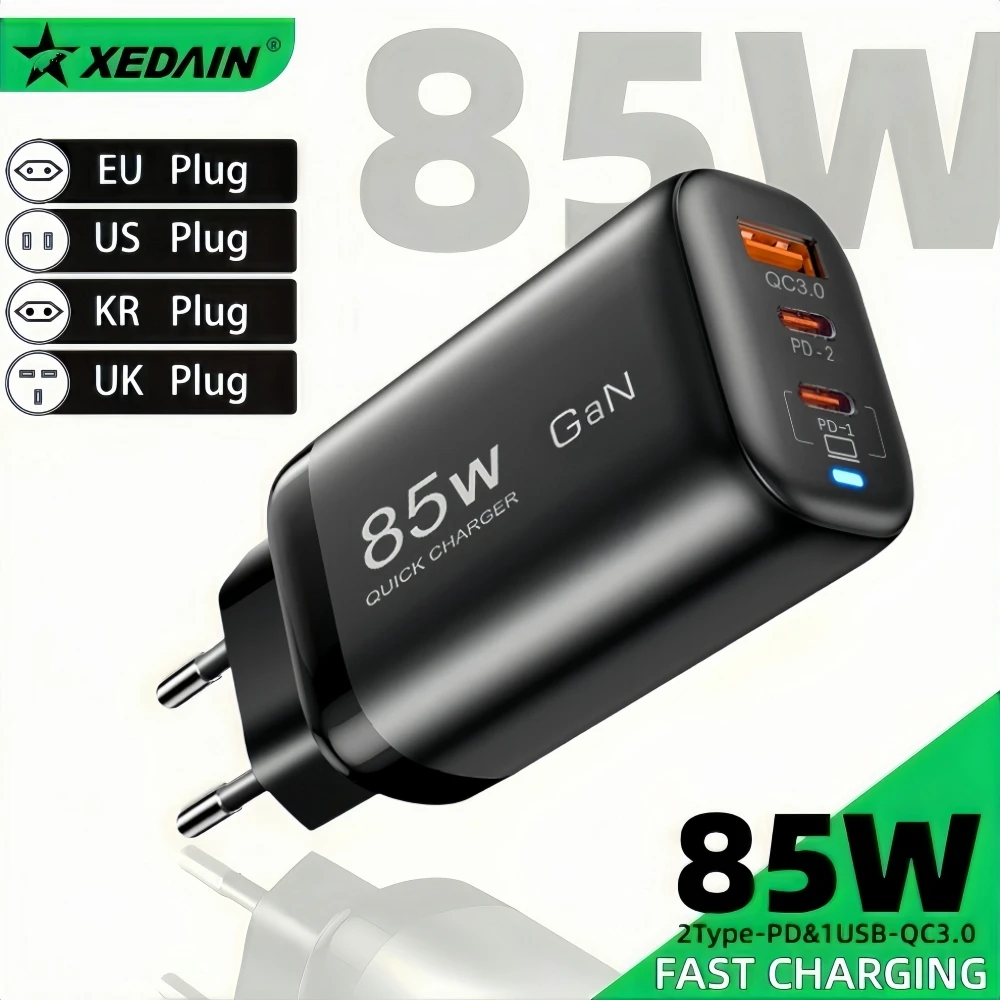 Cargador GaN 85W Tipo C Carga Rapida - Laptop iPad iPhone Samsung