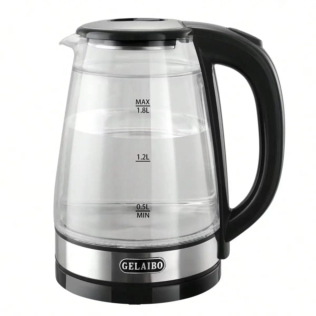 Electric Kettle With Glas,1.8L 110V 1100W Electric Kettle Stainless Steel Borosilicate Glass Blue Light