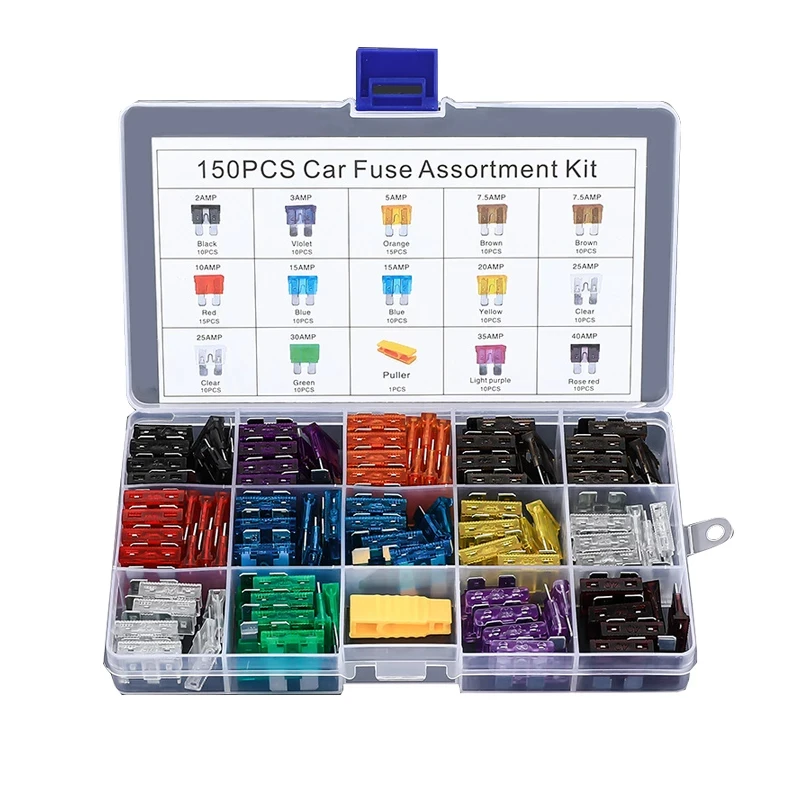 

Автомобильный блок предохранителей среднего размера, 150 шт., 2/3/5/7, 5/10/15/20/25/30/35/40A, аксессуары для автомобильного разъема, автомобильный набор предохранителей