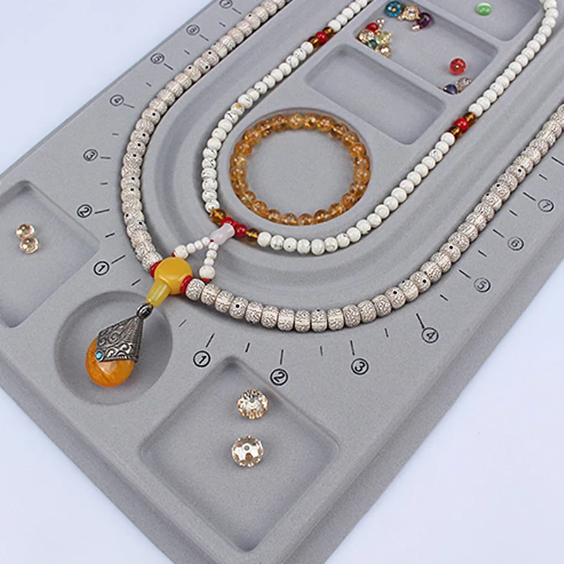 Tablero De Cuentas Con Compartimentos - 2 Unidades, Flocado Gris, Para Diseñar Pulseras, Collares Y Joyas