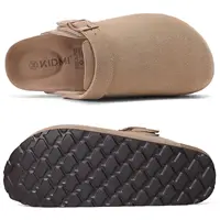 Evshine Sabots et mules unisexe en cuir véritable pour femmes et hommes, à enfiler, avec sangle réglable, soutien de la voûte plantaire et semelle intérieure en liège 5