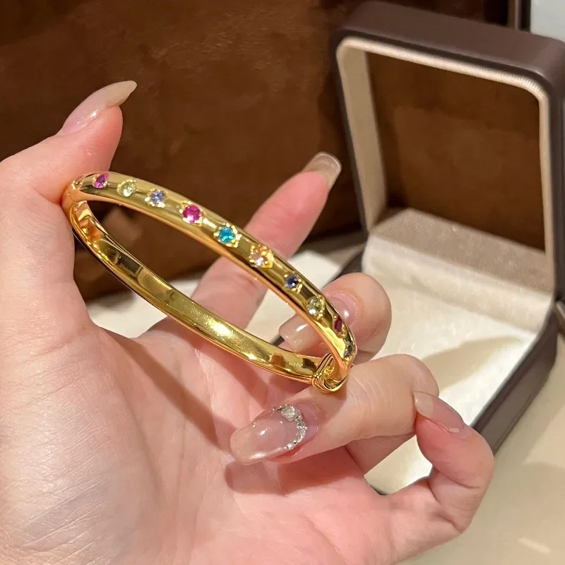 Fashion gloss inlaid colorful diamonds bracelets for women simple and charms bracelet party fine jewelry - 3