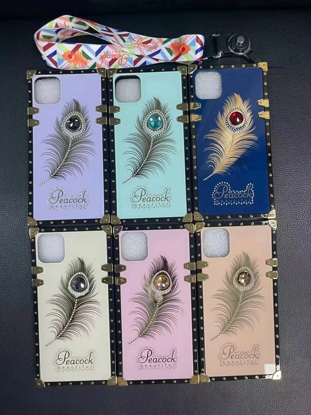 

Luxe Diamant Klaver Vierkante Siliconen Voor Iphone 11 12 13 Pro Max Case Mini X Xs Xr 7 8 Plus Se 2020 Lanyard Back Cover