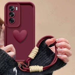 3D Love Heart Hand Strap Phone Case Cover for vivo Y29 5G (Jzl wine)