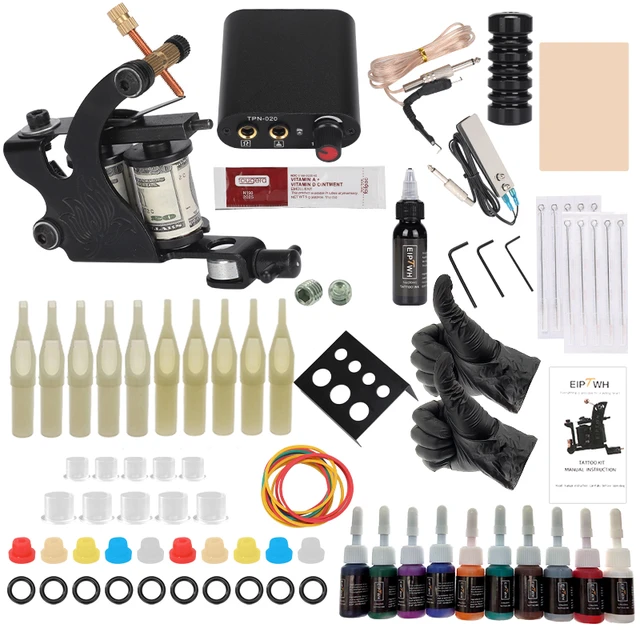 Complete Tattoo Kit Coil Tattoo Machine Set Tattoo Power Supply