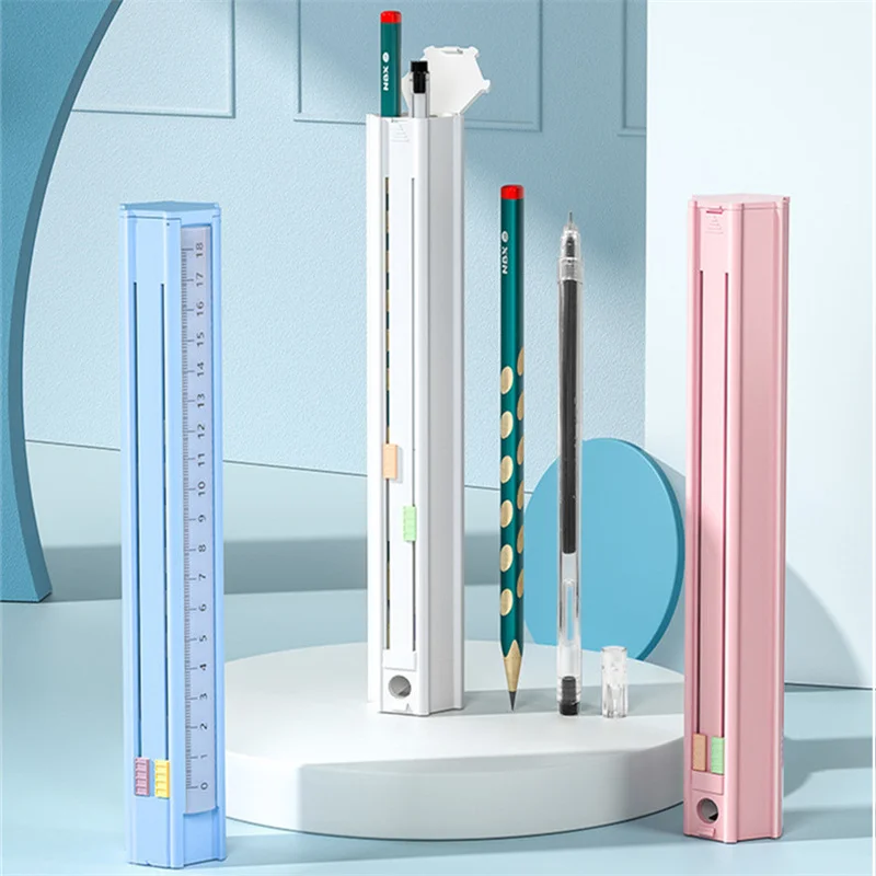 

Convenient ABS plastic pencil case pencil eraser ruler four in one school student pencil storage box kids stationery box gifts