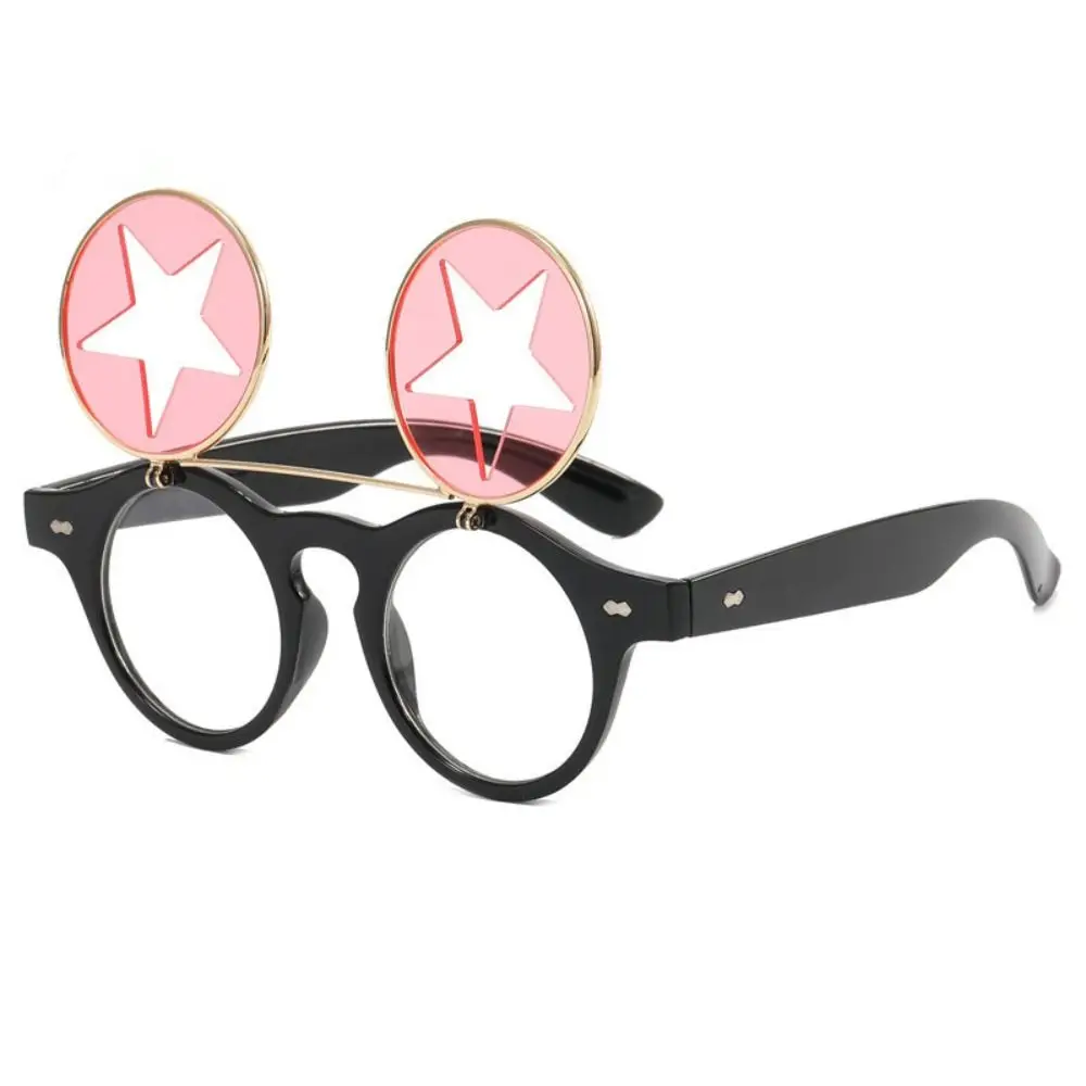 

Солнцезащитные очки в круглой оправе с откидной крышкой, двухслойные солнцезащитные уличные солнцезащитные очки в стиле панк, с рисунком сердечек, черные очки с защитой от ультрафиолета