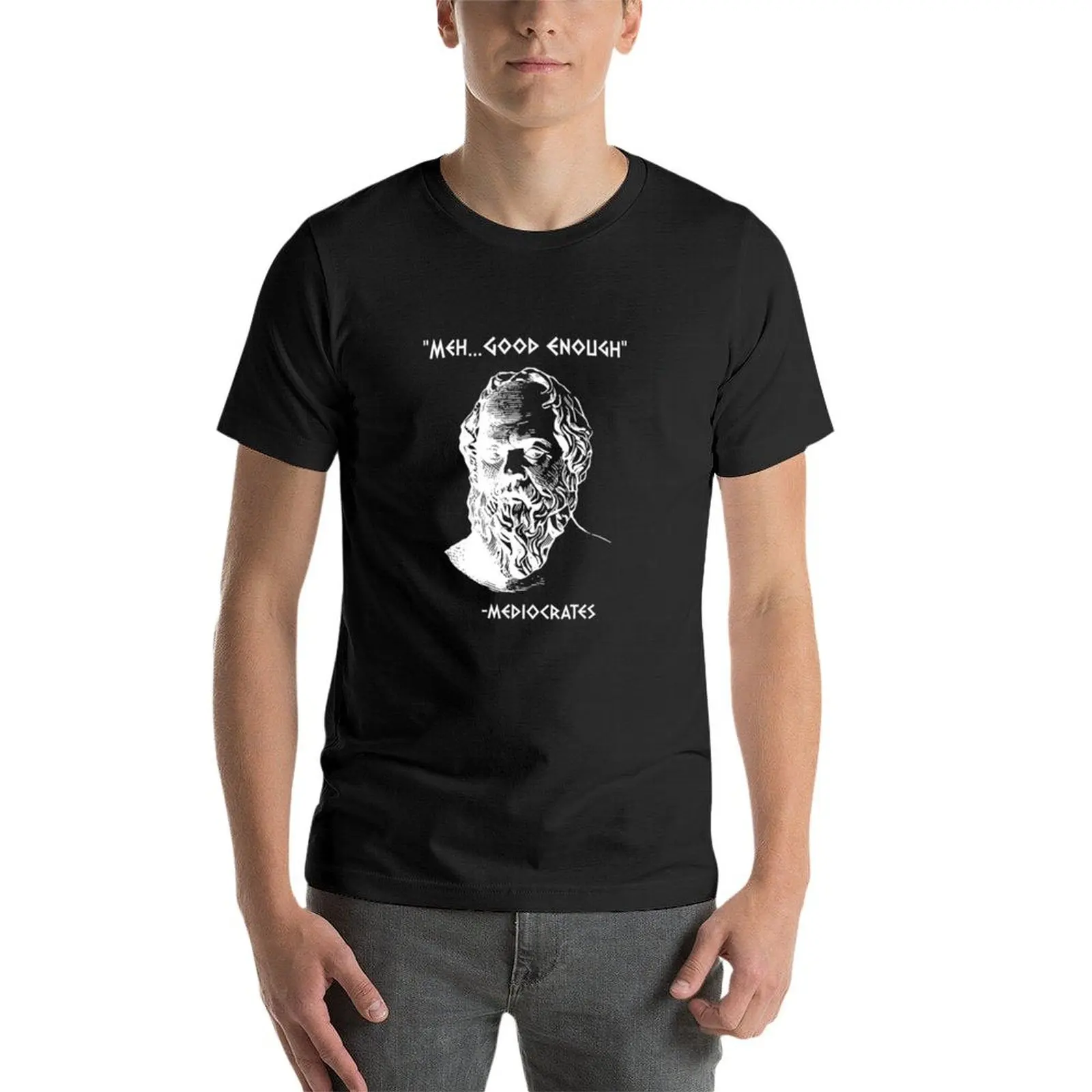 Mediocrates Meh Sarcasm 티셔츠, 맞춤형 귀여운 상의, 남성용 블랙 티셔츠