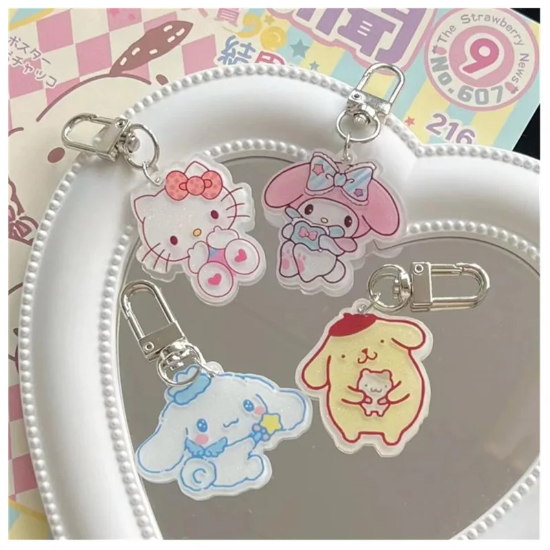 

Hello Kitty Acrylic Pendant Keychain Kawaii 산리오 Keychain Pendant Sanrio Cinnamoroll Key Chain Car Keyring Schoolbag Accessories