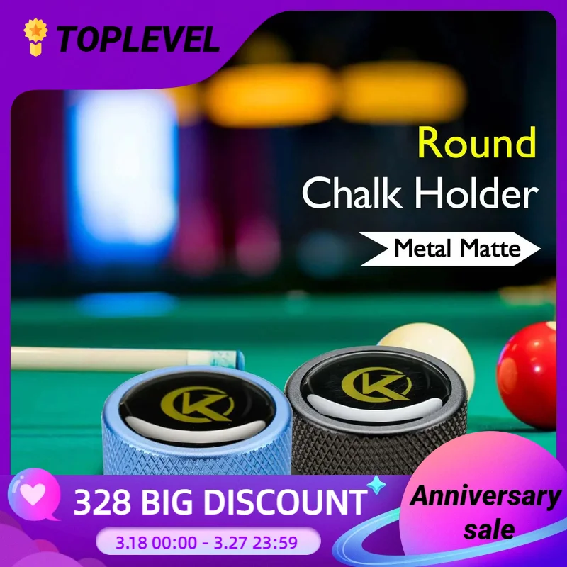 KONLLEN Round Pool Cue Taom Chalk Holder-Portable Metal Cue Chalk Holder Case for Billiard Carom Cue Snooker Sports Accessories portable metal mini chalk billiard holder splicing pool chalks carrier case box snooker accessories