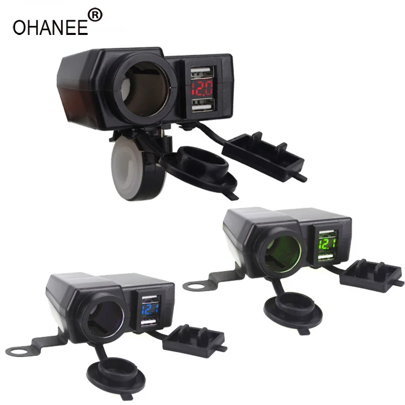 Car-Styling 12V/24V Impermeabile Car Boat Moto Dual Usb Charger Moto Beach Atv Led Voltmetro Presa Accendisigari Per Auto