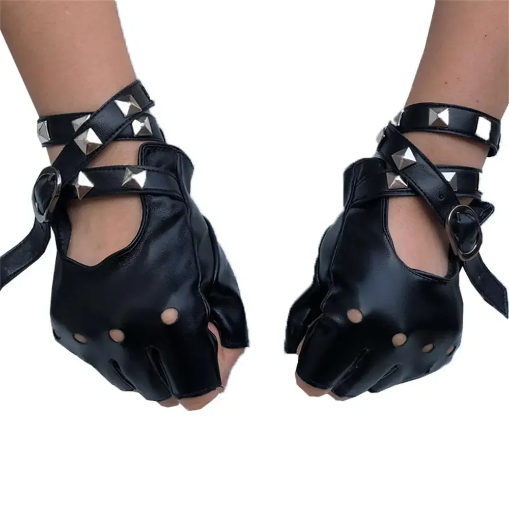 Gants Sans Doigts En Cuir D'Agneau Pour Femme - Mitaines Demi-Doigts - Nettoyage à Sec