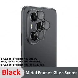 HD Camera Protector with 3D Rear Glass & Metal Ring Lens - Premium Case Back Accessory for Honor600 Pro(3Ring) (Black 02)