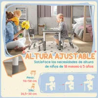 Aiyaplay Ensemble table et 2 chaises pour enfants réglables en hauteur pour enfants de 18 mois à 5 ans Facile à nettoyer 4