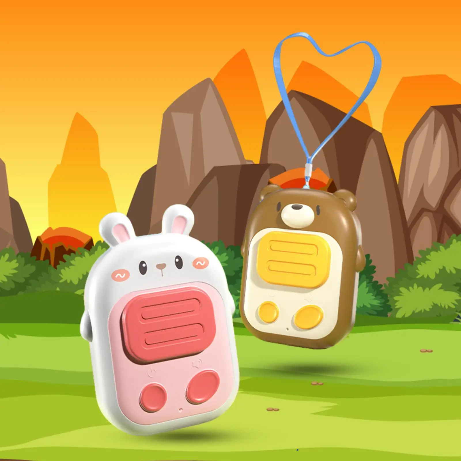 2x Kids Walkie Talkies Handheld Mini Portable 500M Long Distance Cute Kids Toys for Hiking Camping Travel Indoor 3 Years Old