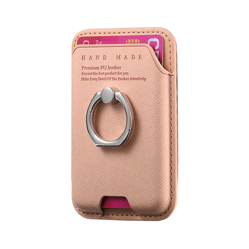 Premium Anti-Slip PU Leather Wallet with Strong Magnet and Diagonal Fabric Card Holder & Ring Stand